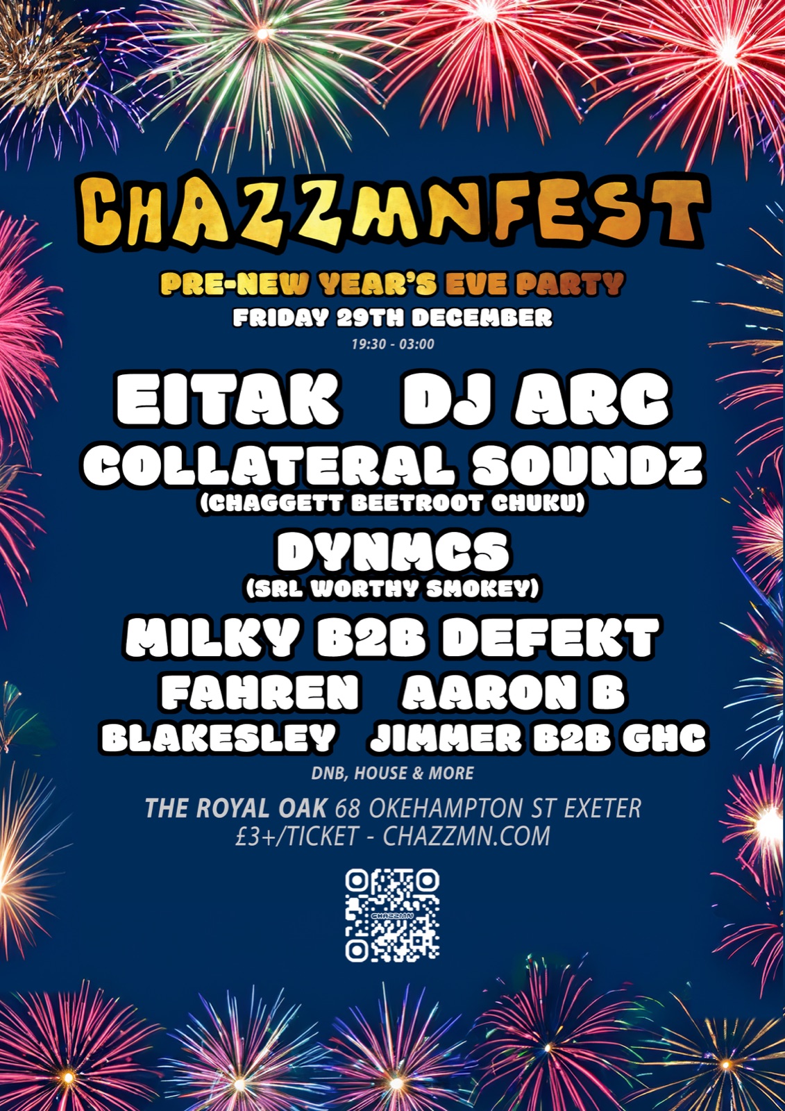 Pre-New Year's Eve poster, Fri 29 December 2023, The Royal Oak, Exeter